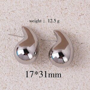 NEW ! 1 Pair Retro Lady Water Droplets Plating Copper Ear Studs
